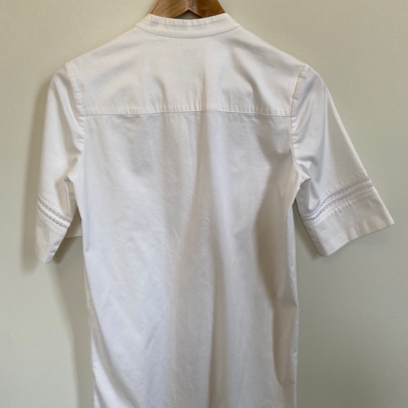 VINCE Lattice Lace Bib Cotton Poplin Shift Dress - Picture 16 of 16